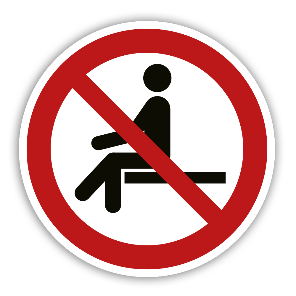 P018 Aufkleber Sitzen Verboten