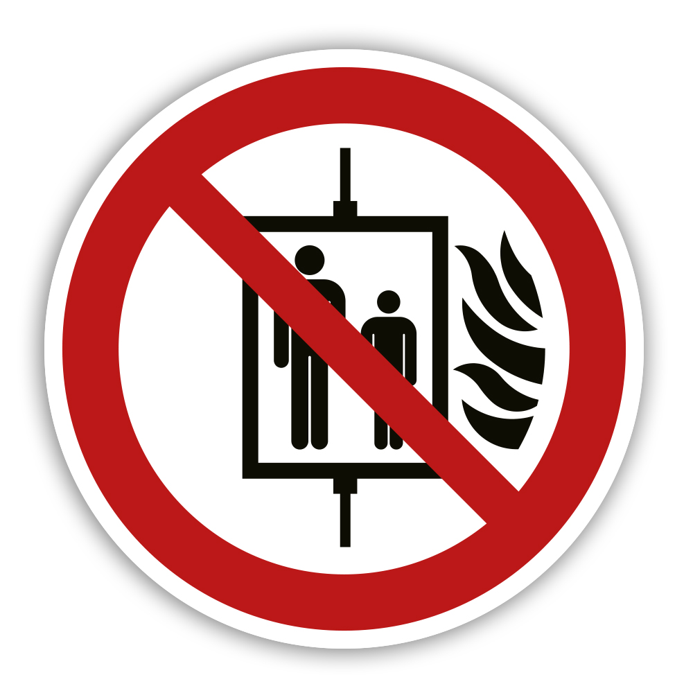 P020 Aufkleber Aufzug im Branfall nicht benutzen