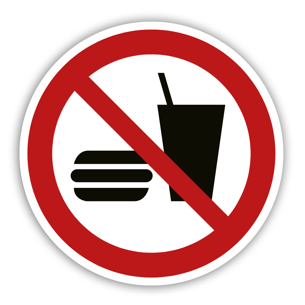 P022 Aufkleber Essen Trinken Verboten