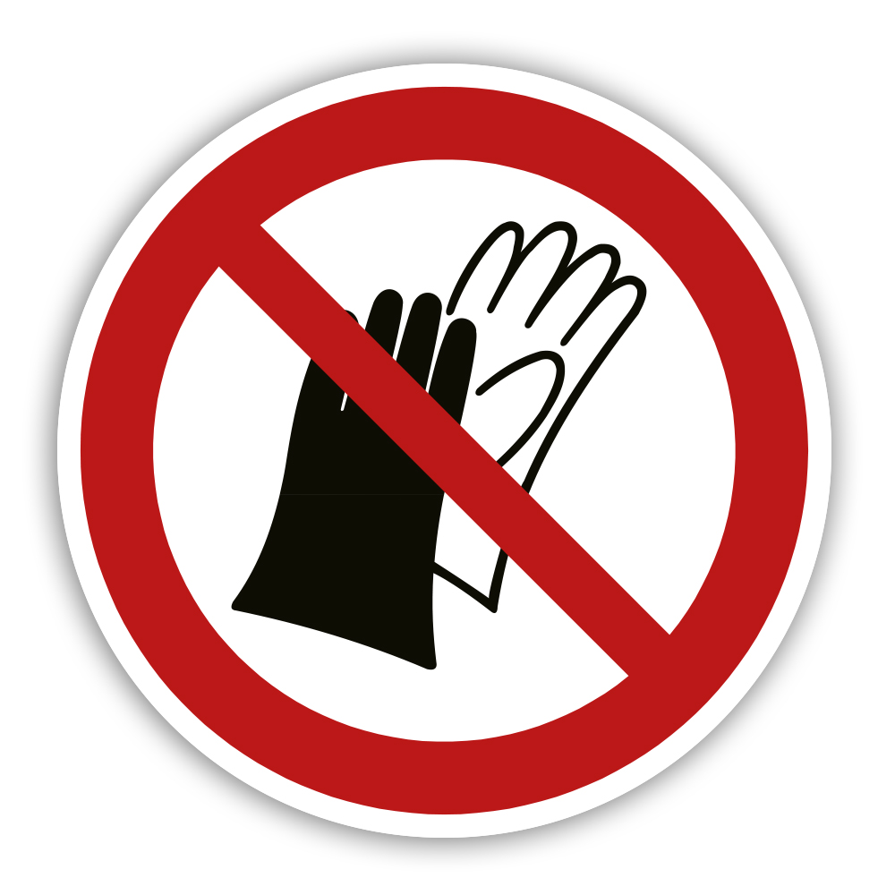 P028 Aufkleber Benutzen von Handschuhen Verboten
