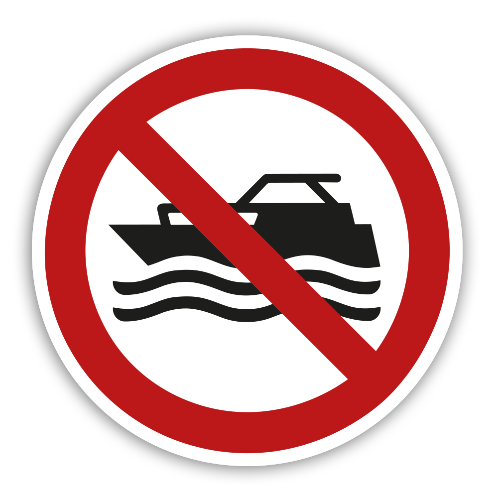 WSP009 Aufkleber Maschinenbetriebene Boote Verboten